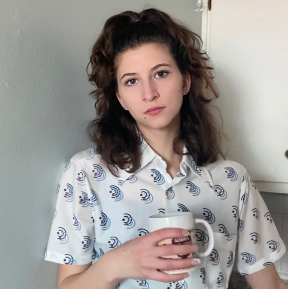 Vintage 60 70 s shirt. Sears, button down. Kings Road. Medium. Blue brown - Picture 2 of 8